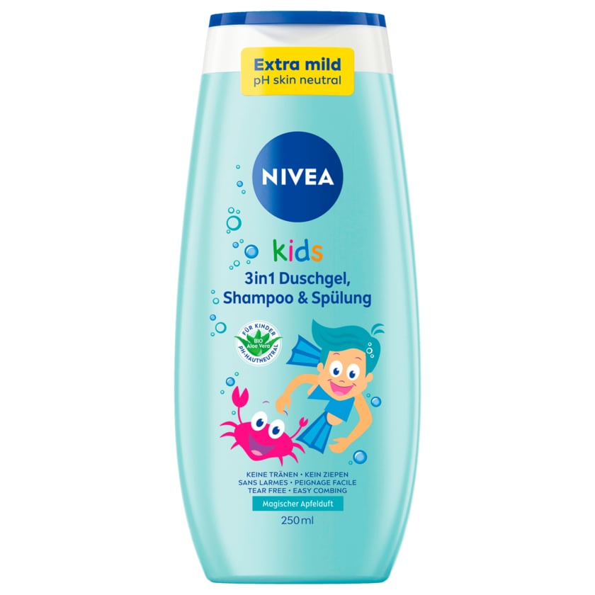 NIVEA Kids 3in1 Duschgel Shampoo & Spülung Magischer Apfelduft 250ml